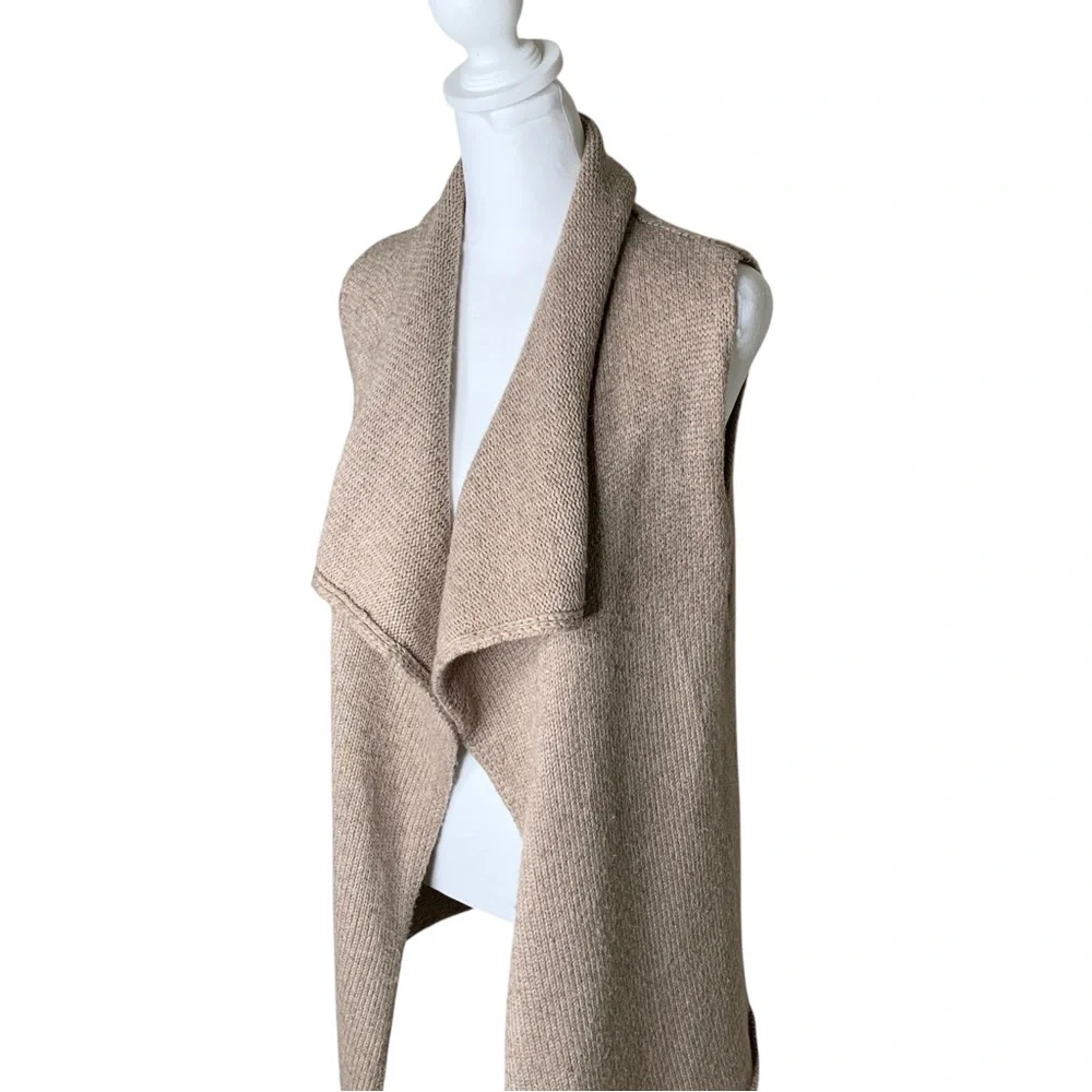 Cynthia Rowley Longline Waterfall Vest S Fine Merino Wool Blend Cardigan Knit
